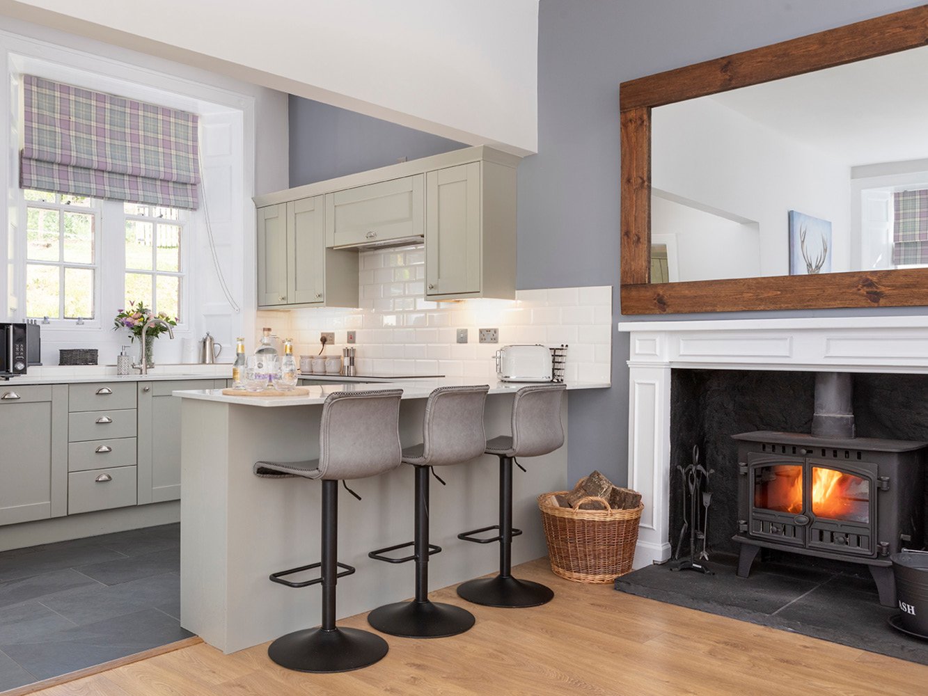Kitchen and Dining Area, Wood burning Stove Laundry Cottage Kitchen and Dining Area, Wood burning Stove